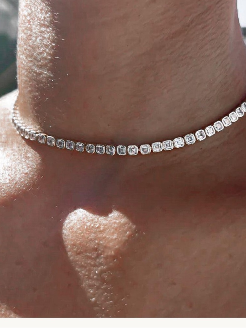 Baguette Diamond Moissanite Tennis Choker - Silver